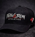 Black Snap Back Trucker hat Black Mesh with White Letters